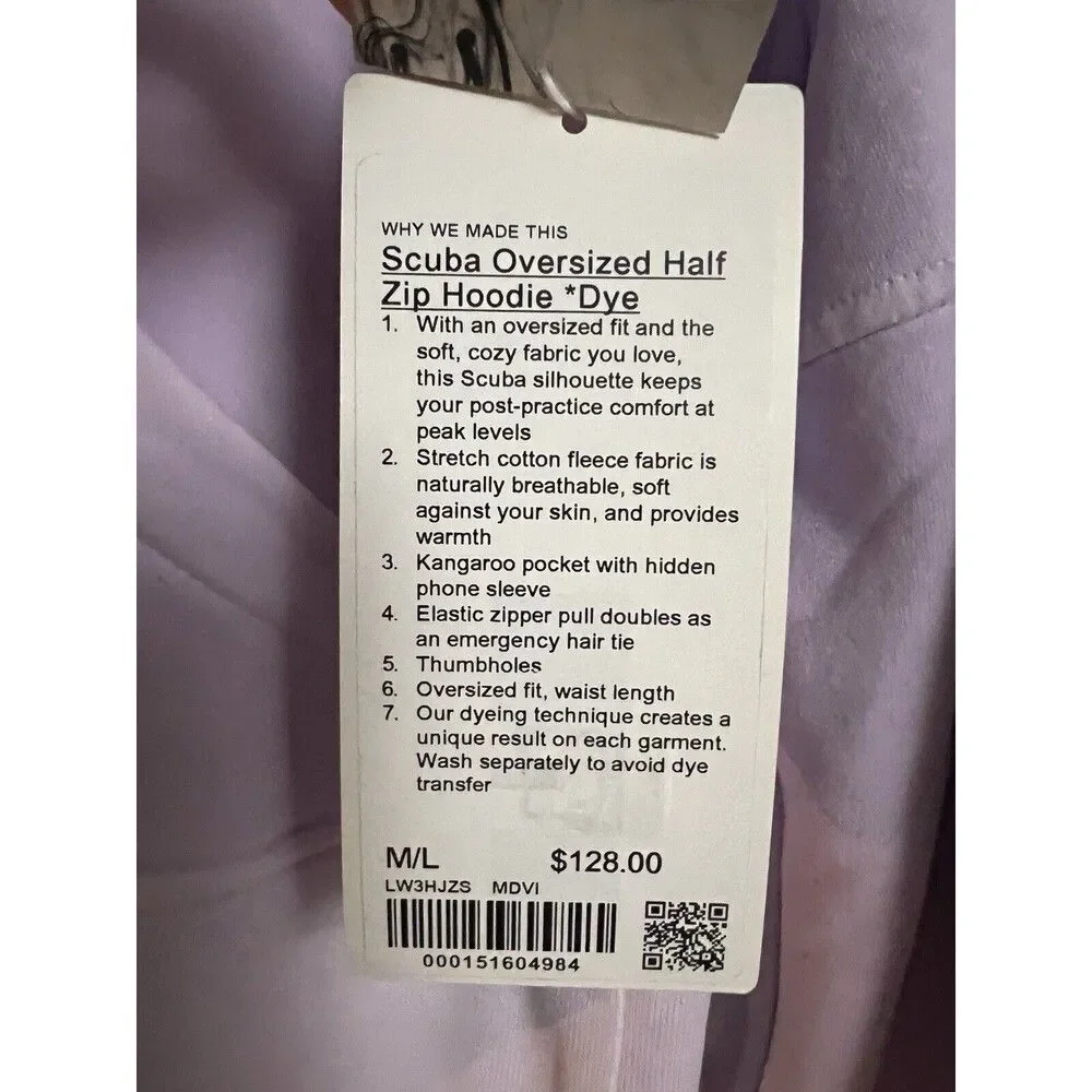 Lululemon Scuba Oversized Half Zip Hoodie - Mineral Dye Purple Cosmos Sz M/L